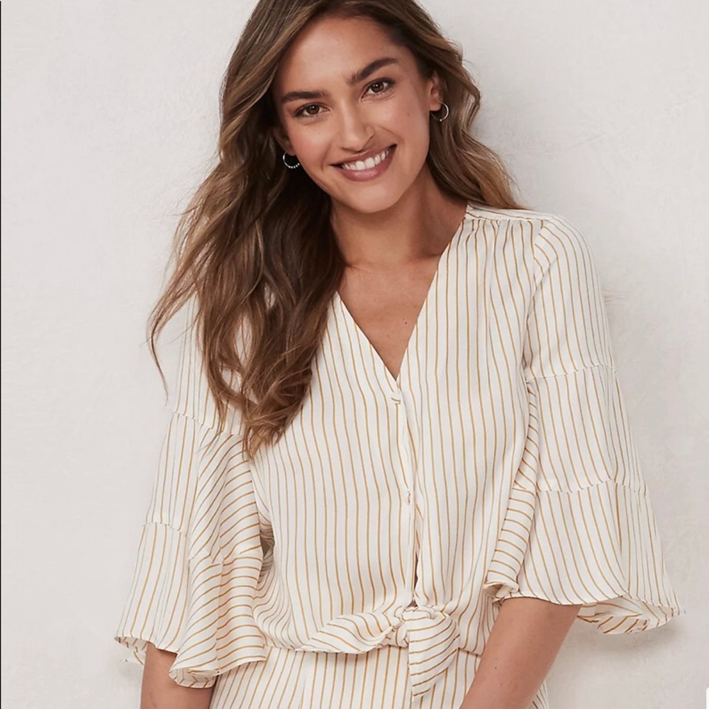 LC Lauren Conrad Flare Sleeve Button Down Top